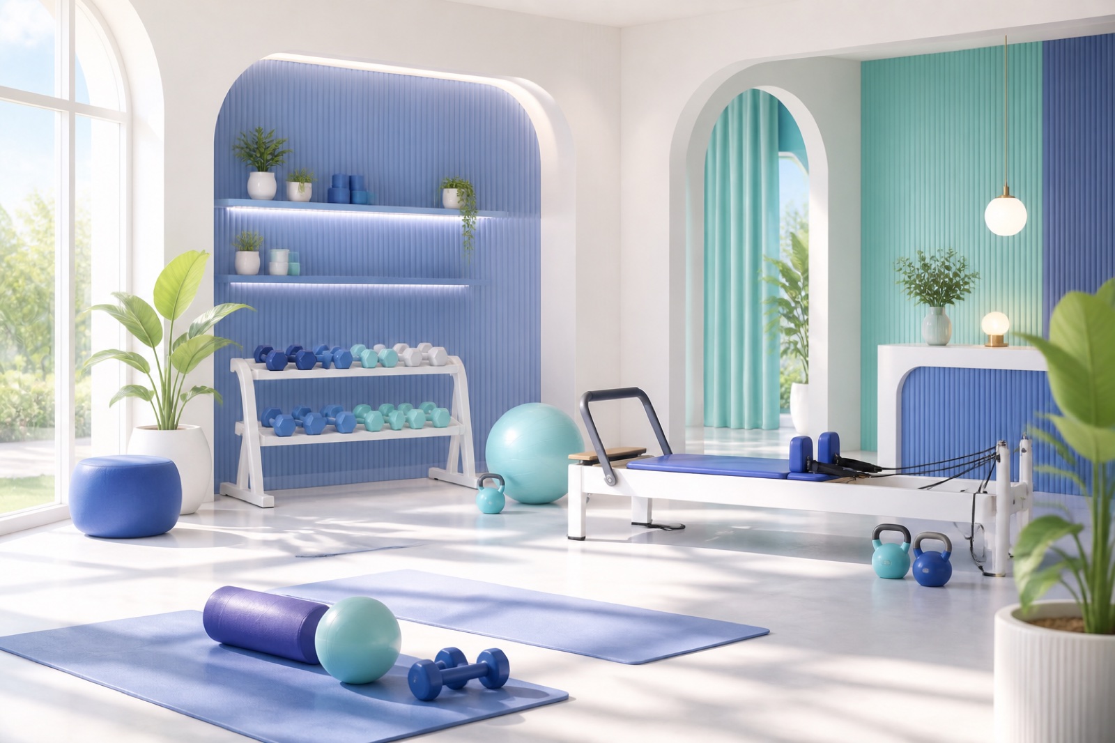 Illustrated fitness studio